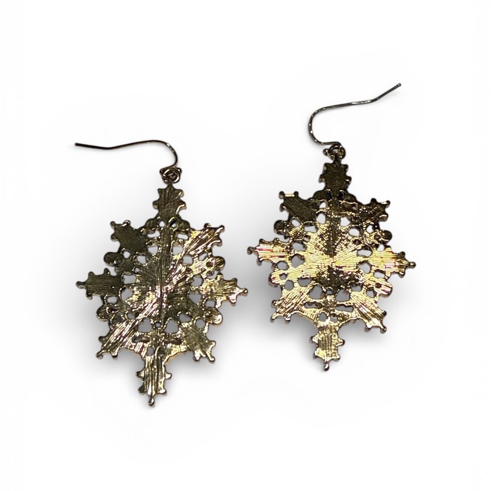 Blue & Gold Statement Earrings | Rhinestone Dangle - Picture 3 of 6